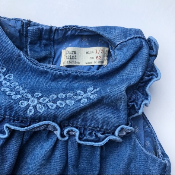 Zara Dresses Zara Baby Girl Chambray Denim Dress And Bloomers